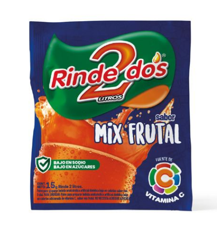 JUGO EN POLVO RINDE DOS MIX FRUTAL 18GRS