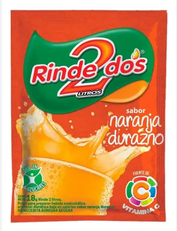 JUGO EN POLVO RINDE 2 NARANJA DURAZNO 18GR